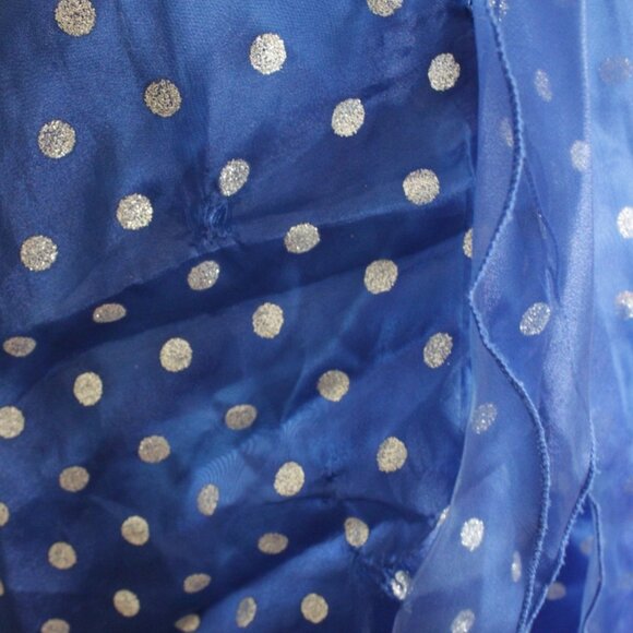 2000's Blue Chiffon Polka Dot Flirt Maggie Sottero Prom Evening Gown Dress - Picture 8 of 8